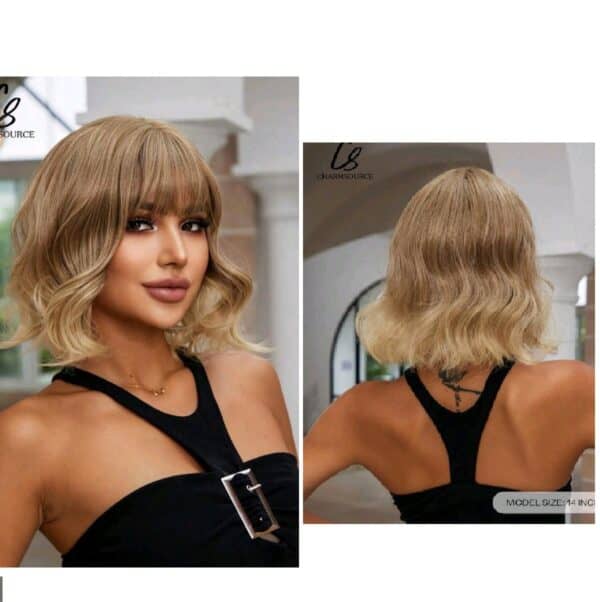 Γυναικεία περούκα ξανθό  χρώμα συνθετική υψηλής ποιότητας 14 inches - Image 2