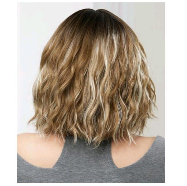Γυναικεία περούκα σε καστανό χρώμα με ξανθές ανταύγειες συνθετική υψηλής ποιότητας 12 inches - Image 3