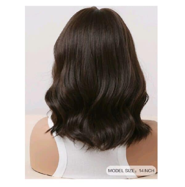 Γυναικεία περούκα curly σε καστανό σκούρο χρώμα συνθετική υψηλής ποιότητας 15 inches - Image 2