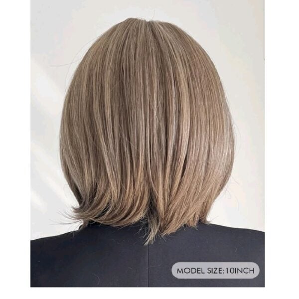 Γυναικεία περούκα καστανό με ανταύγειες χρώμα συνθετική υψηλής ποιότητας 12 inches - Image 2