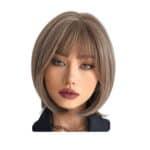 Γυναικεία περούκα καστανό με ανταύγειες χρώμα συνθετική υψηλής ποιότητας 12 inches