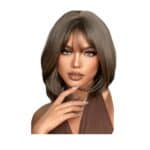 Γυναικεία περούκα σε καστανό  χρώμα συνθετική υψηλής ποιότητας 14 inches