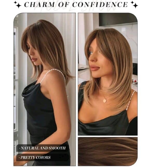 Γυναικεία περούκα σε καστανόξανθο ombre  χρώμα συνθετική υψηλής ποιότητας 16 inches - Image 3