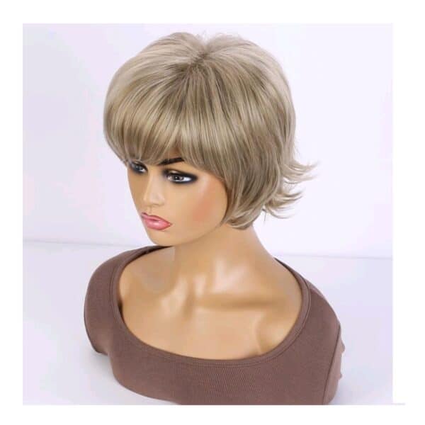 Γυναικεία περούκα ξανθό  χρώμα συνθετική υψηλής ποιότητας 11 inches - Image 2