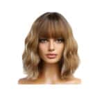 Γυναικεία περούκα σε καστανό χρώμα με ξανθές ανταύγειες συνθετική υψηλής ποιότητας 12 inches