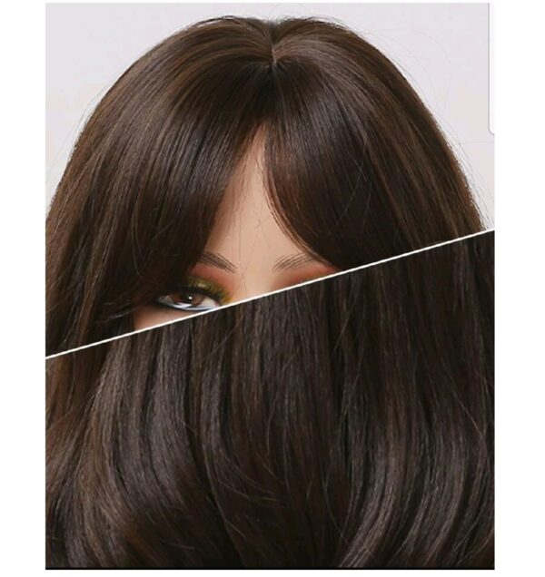 Γυναικεία περούκα curly σε καστανό σκούρο χρώμα συνθετική υψηλής ποιότητας 15 inches - Image 3