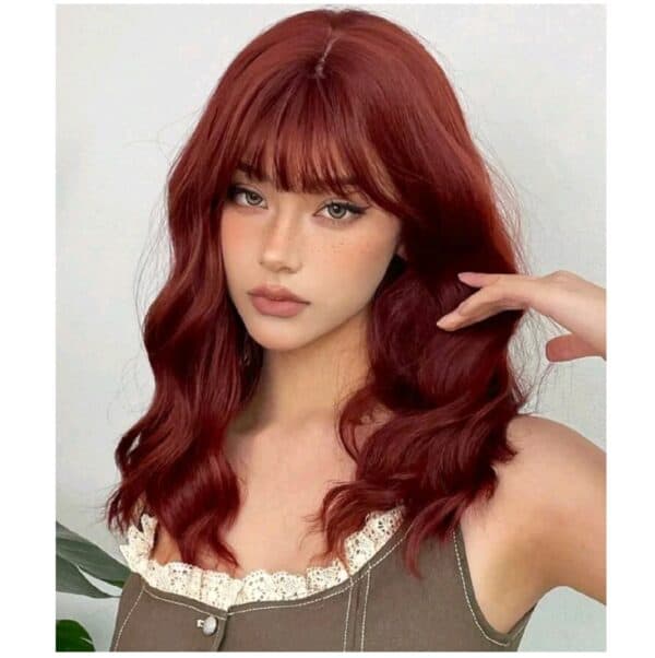 Γυναικεία περούκα curly σε κόκκινο χρώμα συνθετική υψηλής ποιότητας 20 inches - Image 2