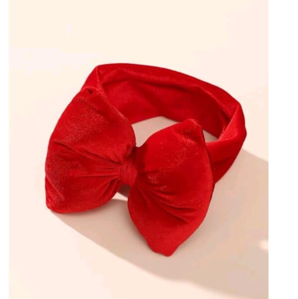 Παιδική- Βρεφική βελούδινη κορδέλα μαλλιών με μεγάλο φιόγκο 13 cm 0-5 χρονών  - Red - Image 2