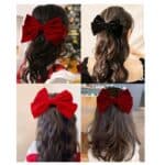 Clip -Κοκαλάκι μαλλιών Velvet μεγάλος φιόγκος 13cm - Bordeux - Image 3