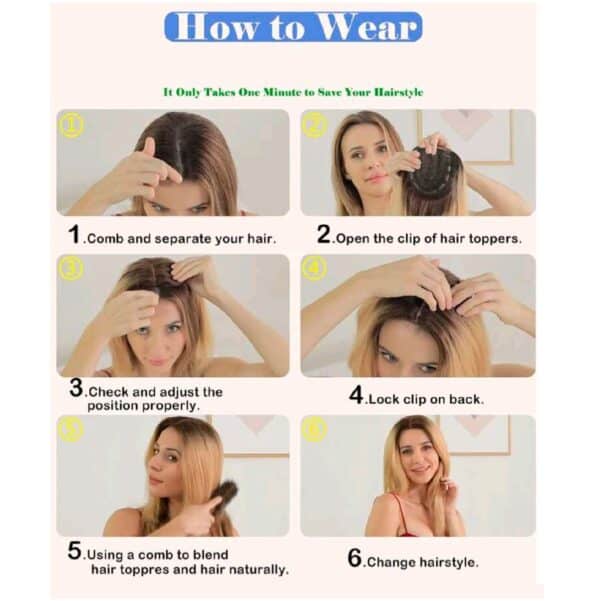 Γυναικείο Topper Τουπέ κορυφής μαλλιών από φυσική τρίχα με διάφανη βάση 15cm*18cm - Ξανθό μελί με σκούρη ρίζα 16 inches - Image 3