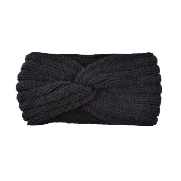 Γυναικεία  πλεκτή κορδέλα μαλλιών Black - Image 2