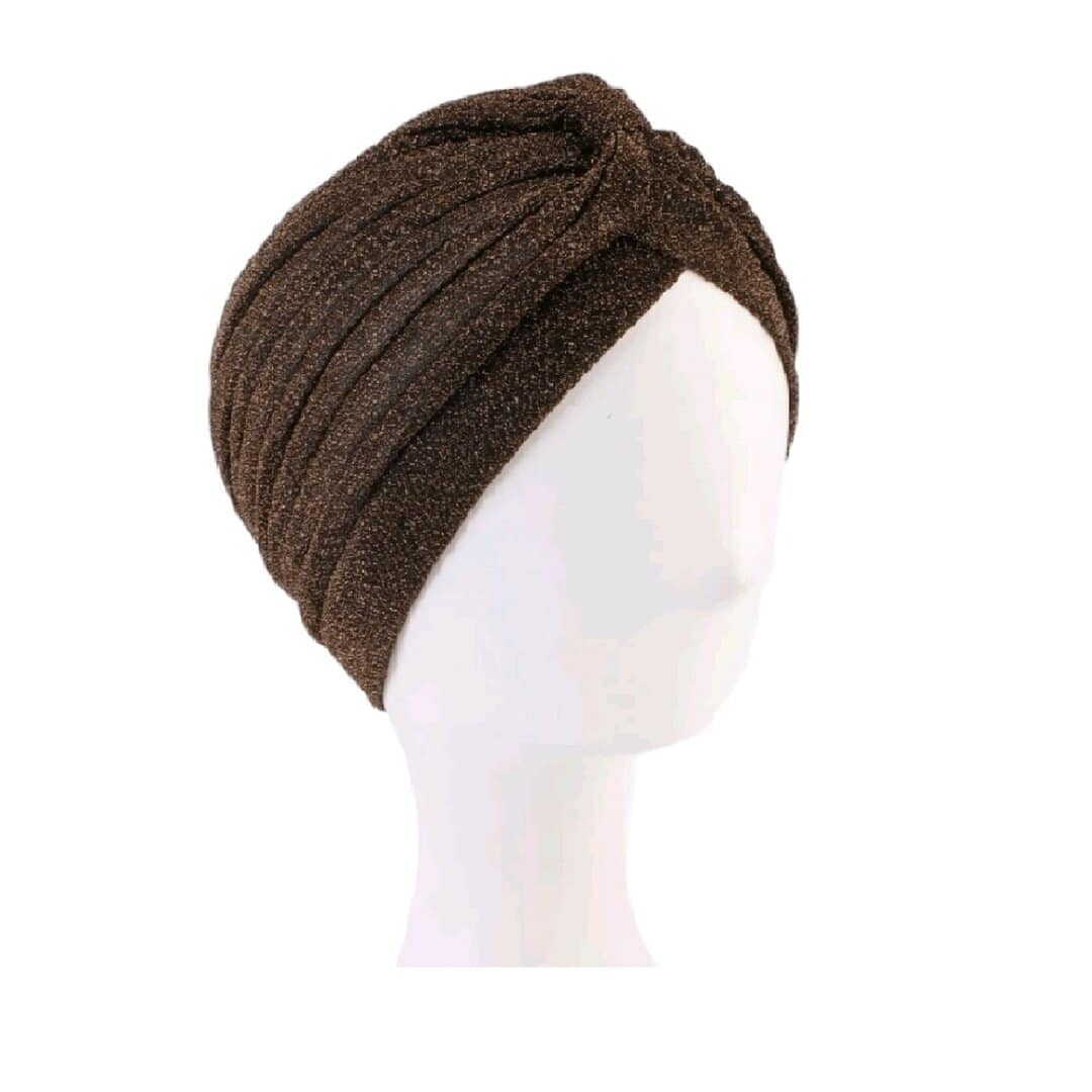 brown-glow-turban-woman Γυναικείο Υφασμάτινο Μαλακό Τουρμπάνι μαλλιών Brown strass (καφέ) - Image 1