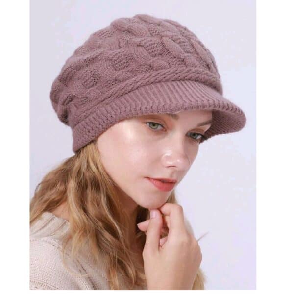 Γυναικείο  Μαλακό Πλεκτό Καπέλο Τουρμπάνι  μαλλιών Dusty Purple - Image 2