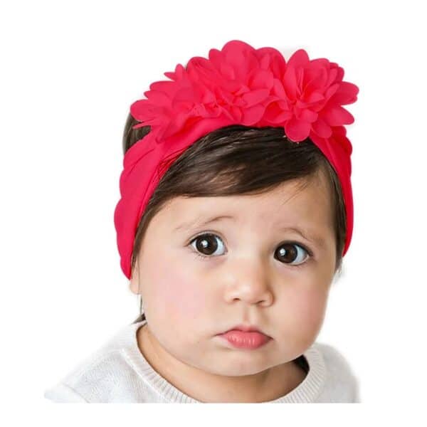 Παιδική- Βρεφική Μαλακή κορδέλα μαλλιών Flowers  0-8 χρονών Rose - Image 2