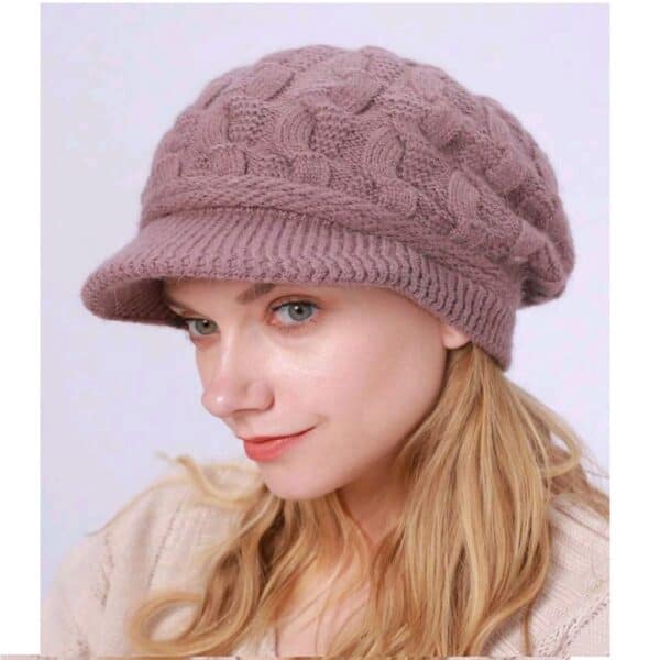 Γυναικείο  Μαλακό Πλεκτό Καπέλο Τουρμπάνι  μαλλιών Dusty Purple - Image 3