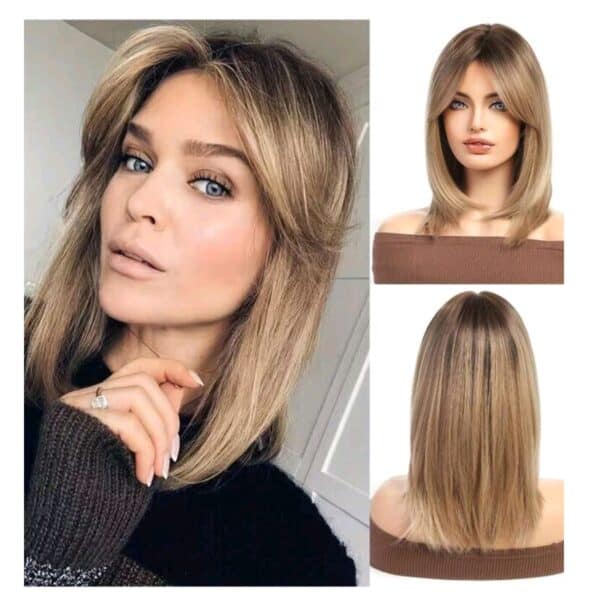 Γυναικεία περούκα σε καστανόξανθο χρώμα συνθετική υψηλής ποιότητας 16 inches - Image 2