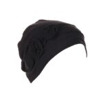 Γυναικείο  Μαλακό Τουρμπάνι  μαλλιών - Black flowers (Μαύρο)