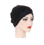 Γυναικείο  Μαλακό Τουρμπάνι  μαλλιών - Black flowers (Μαύρο) - Image 2