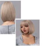 Γυναικεία Περούκα συνθετική υψηλής ποιότητας σε Γκρι-Πλατινέ ξανθό χρώμα 12 inches - Image 2