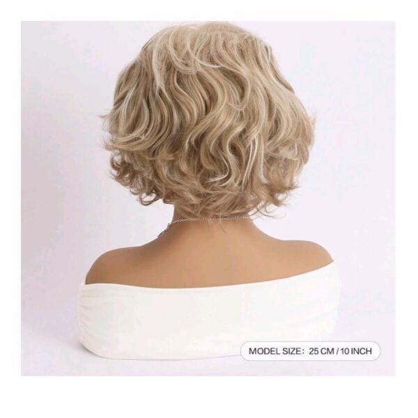 Γυναικεία Περούκα συνθετική υψηλής ποιότητας σε ξανθό χρώμα με ανταύγειες 10 inches - Image 4