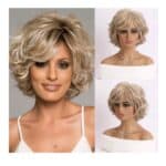 Γυναικεία Περούκα συνθετική υψηλής ποιότητας σε ξανθό χρώμα με ανταύγειες 10 inches - Image 2