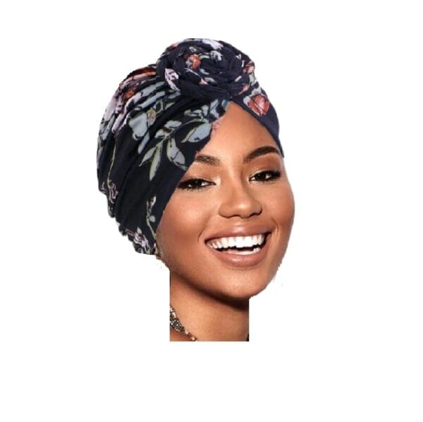 Γυναικείο  Μαλακό Τουρμπάνι  μαλλιών - Black donut flowers (Μαύρο) - Image 2