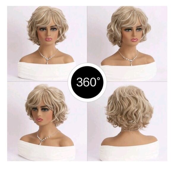 Γυναικεία Περούκα συνθετική υψηλής ποιότητας σε ξανθό χρώμα με ανταύγειες 10 inches - Image 3