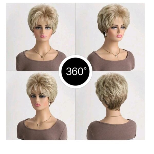 Γυναικεία Περούκα συνθετική υψηλής ποιότητας σε ξανθό χρώμα με ανταύγειες 8 inches - Image 2