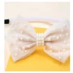 Στέκα Παιδική-βρεφική Ιβουάρ Φιόγκος με πέρλες Βάφτισης- παρανυφάκι - Image 2