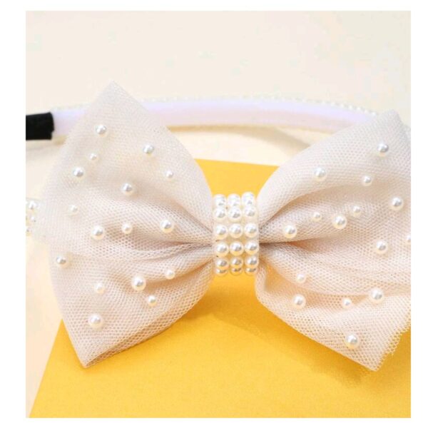 Στέκα Παιδική-βρεφική Ιβουάρ Φιόγκος με πέρλες Βάφτισης- παρανυφάκι - Image 2