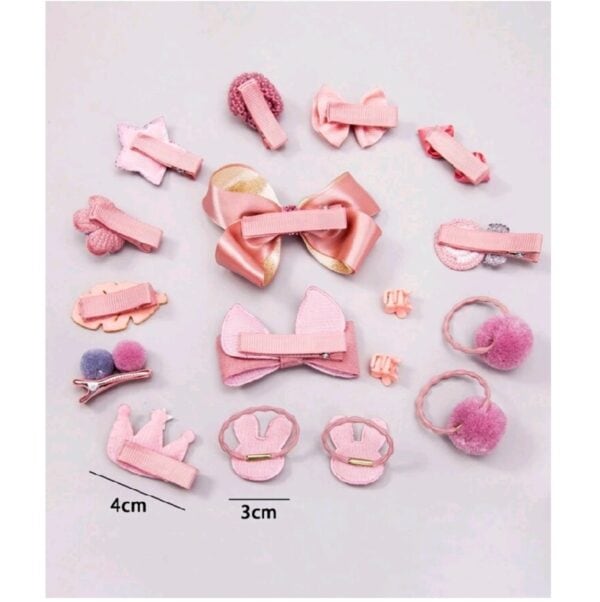 Ροζ Κουτί με 18 παιδικά κλιπ-κοκαλάκια Dusty Pink - Image 3