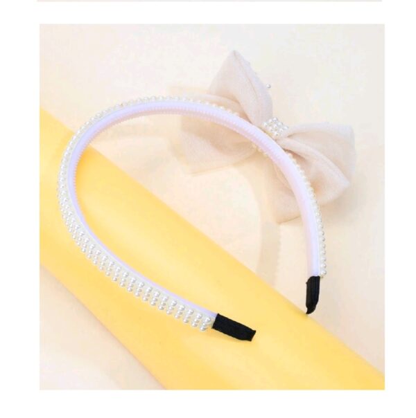 Στέκα Παιδική-βρεφική Ιβουάρ Φιόγκος με πέρλες Βάφτισης- παρανυφάκι - Image 3