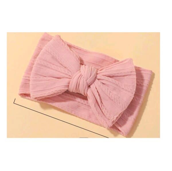 Παιδική- Βρεφική Μαλακή κορδέλα μαλλιών Rib με μεγάλο φιόγκο 0-6 χρονών Peach - Image 2