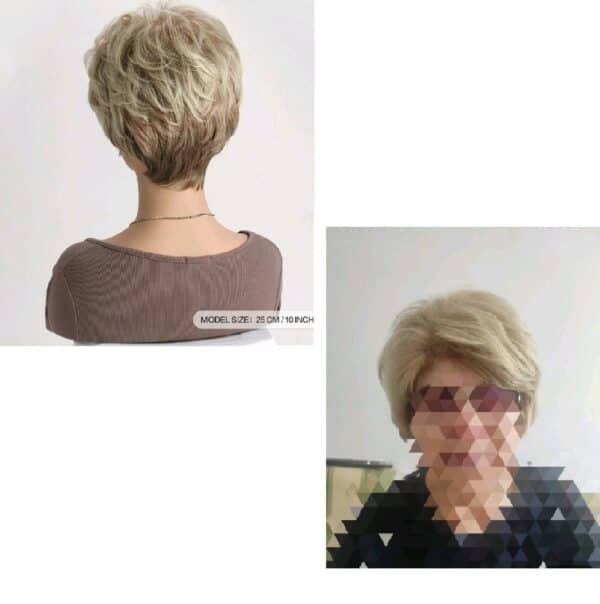 Γυναικεία Περούκα συνθετική υψηλής ποιότητας σε ξανθό χρώμα με ανταύγειες 8 inches - Image 3