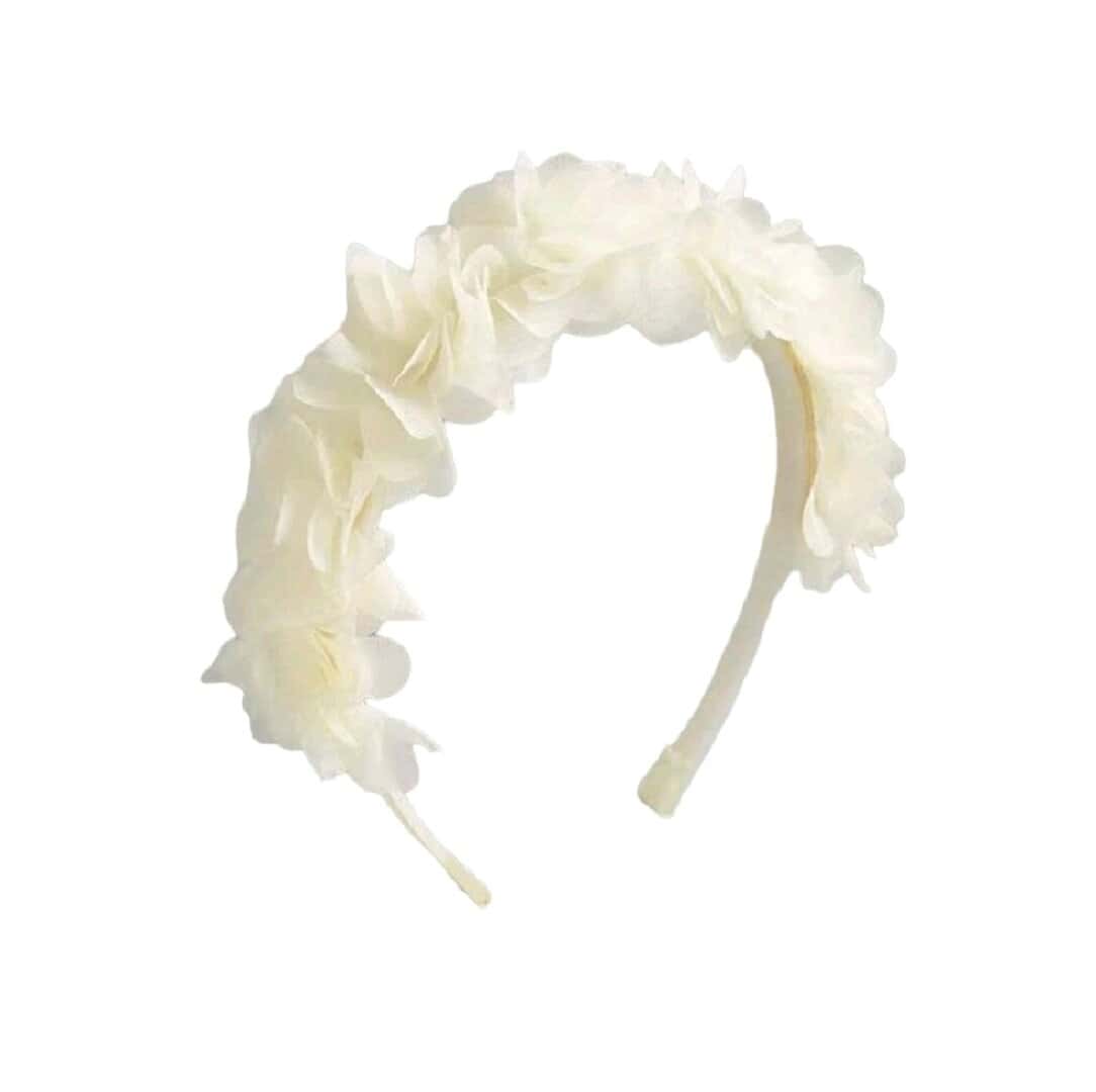 white-headband-flowers-girl Στέκα Παιδική-βρεφική λουλούδια White Βάφτισης- παρανυφάκι - Image 1