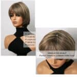 Γυναικεία Περούκα συνθετική υψηλής ποιότητας καστανό με ξανθές ανταύγιες 10 inches - Image 3