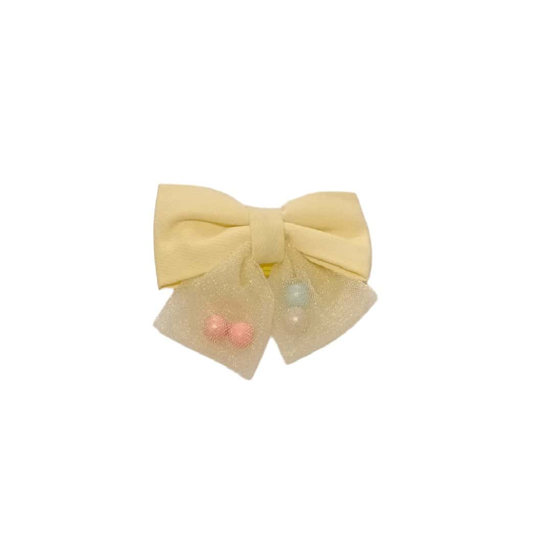 yellow-clip-bow-hair Παιδικό Clip -Κοκαλάκι μαλλιών yellow με προστασία bow - Image 1