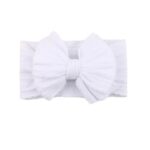 Παιδική- Βρεφική Μαλακή κορδέλα μαλλιών Rib με μεγάλο φιόγκο 0-8 χρονών White