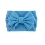 Παιδική- Βρεφική Μαλακή κορδέλα μαλλιών με μεγάλο φιόγκο 6'' inches 5 μηνών-7χρονών waffle- Sky Blue