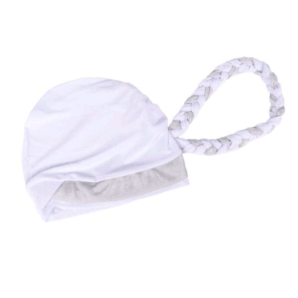 Γυναικείο Υφασμάτινο  Μαλακό Τουρμπάνι  μαλλιών Braid double White silver - Image 2