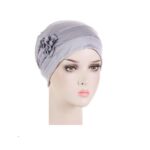Γυναικείο Υφασμάτινο  Μαλακό Τουρμπάνι  μαλλιών Grey flower