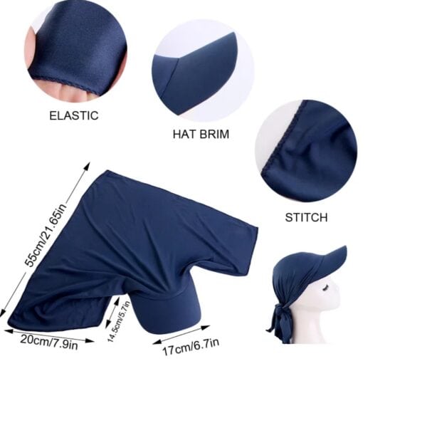 Γυναικείο Υφασμάτινο  Μαλακό Καπέλο Τουρμπάνι  μαλλιών navy blue ( Μπλε) - Image 2