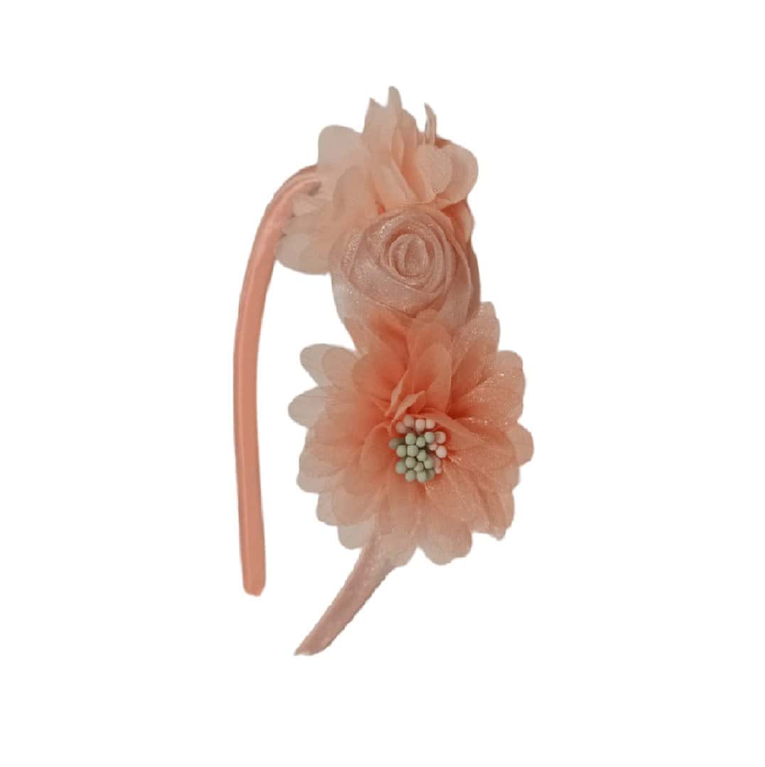 peach-little-flowers-headband Στέκα Παιδική-βρεφική flowers Peach Βάφτισης- παρανυφάκι - Image 1
