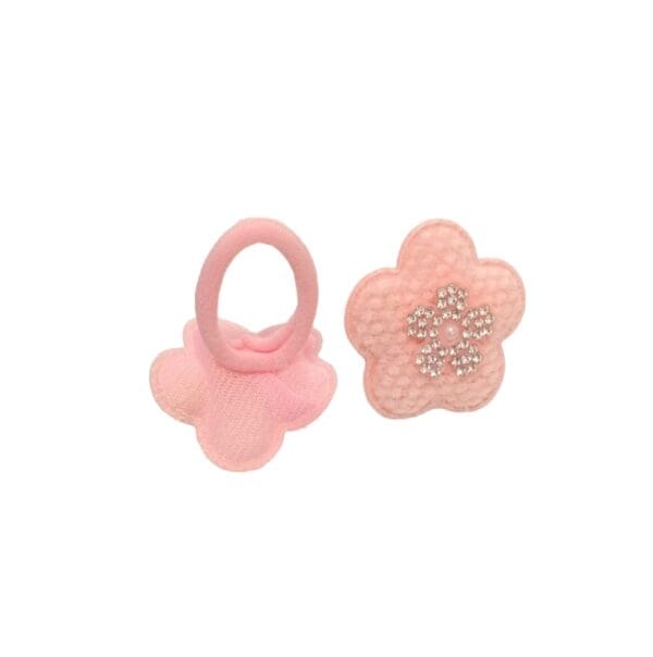 Παιδικό σετ λαστιχάκι little flowers  2 τμχ - Pink - Image 2