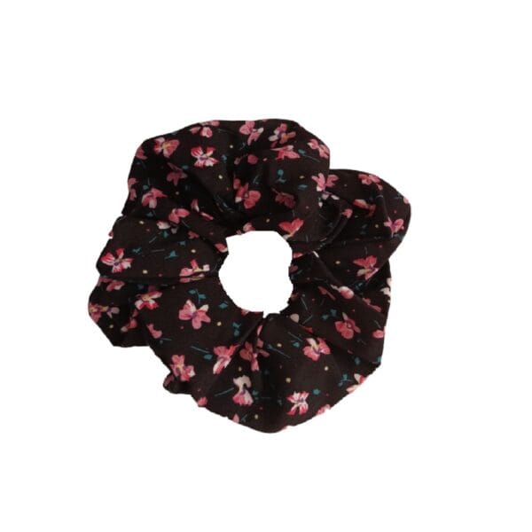 Scrunchies-Κοκαλάκι λάστιχο μαλλιών Xlarge Black Flowers - Image 2