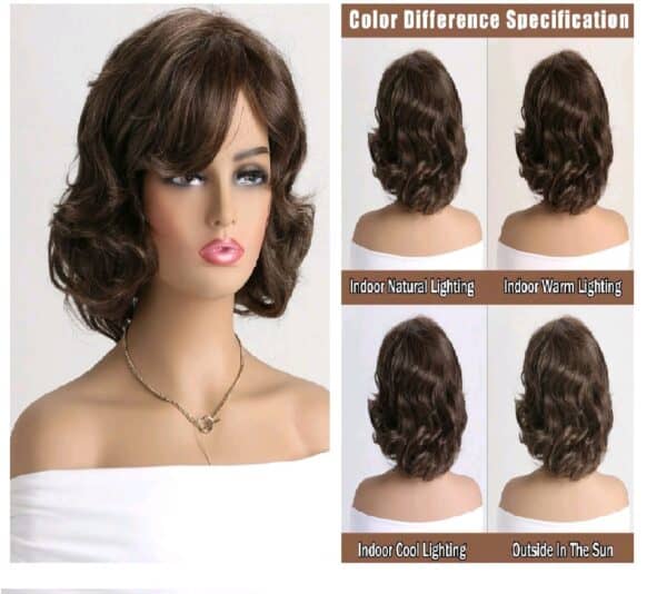 Γυναικεία Περούκα συνθετική υψηλής ποιότητας καστανό χρώμα 12 inches - Image 2