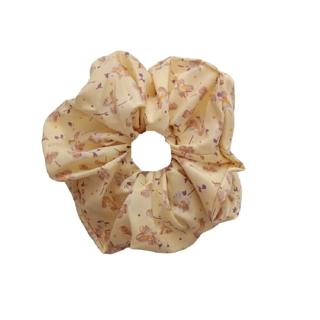 YELLOW-SCRUNCIE-XLARGE Scrunchies-Κοκαλάκι λάστιχο μαλλιών Xlarge Yellow Flowers - Image 1
