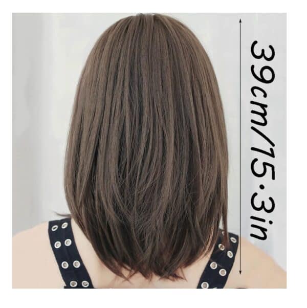 Γυναικεία Περούκα συνθετική υψηλής ποιότητας σε καστανό ανοιχτό χρώμα  χωρίς αφέλειες 16 inches - Image 3