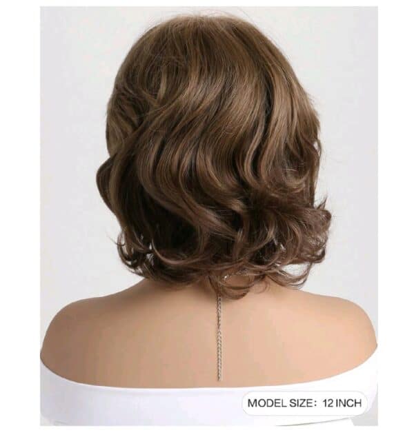 Γυναικεία Περούκα συνθετική υψηλής ποιότητας σε καστανό ανοιχτό χρώμα curly 12 inches - Image 2