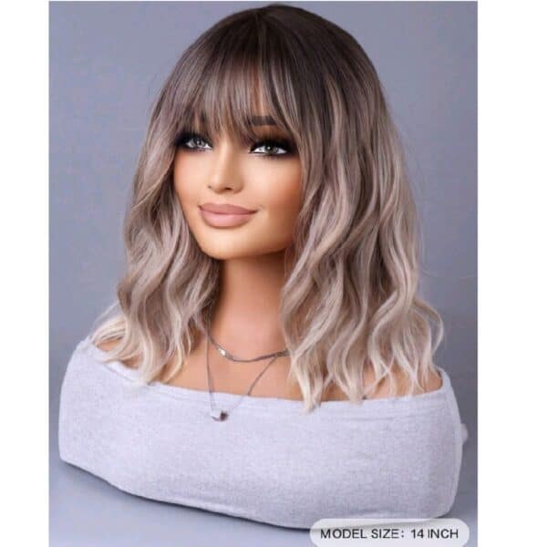 Γυναικεία Περούκα συνθετική υψηλής ποιότητας σε ξανθό ashy χρώμα 14 inches - Image 2